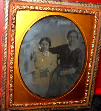 1/6th Size tinted Ambrotype of mom and daughter in half case picture