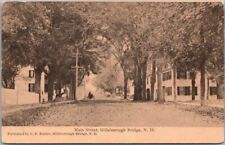 Vintage 1900s Hillsborough Bridge, New Hampshire Postcard MAIN STREET / Houses picture