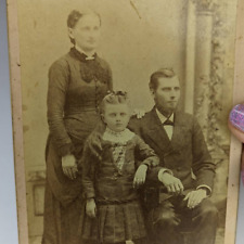 Creepy Fancy Family c1880's Cabinet Card Photo Victorian Antique Picture picture