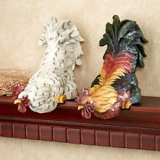 Content Rooster Shelf Sitter Set of Two - Resin - Green, Orange, Yellow, White,  picture