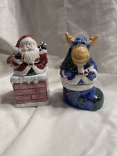 Stacking Christmas Santa & Chimney/moose and stocking Salt and Pepper Shaker set picture