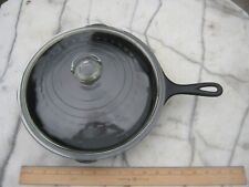 Vintage Wagner Ware Sidney O No 10 Cast Iron Skillet Double Pour with Glass Lid picture