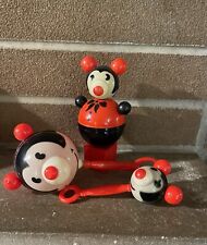 Vintage Celluloid Pie-Eyed Mickey Mouse Roly-Poly Classic 1930's Baby Toys Red picture