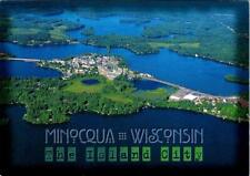 Minocqua, WI Wisconsin  THE ISLAND CITY  Bird's Eye~Aerial View  4X6 Postcard picture