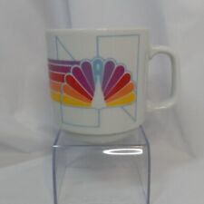 Vintage NBC TV News Advertising Coffee Cup/Mug w/Rainbow Peacock Ceramic White picture