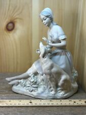 RARE LLADRO Girl Sitting Labrador Dog Outdoors Porcelain Figurine Matte picture