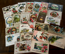~Lot of 23 Antique Scenes & Flowers~ Floral Greetings Postcards-in sleeves-h816 picture