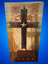 Wood Cross with Metal Stand picture