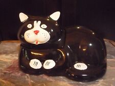 NEW Celebrity Owned Vintage Black & White Tuxedo Cat Kitty Cookie Jar Ceramic picture