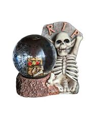 Vtg Mini Skull Snowglobe  Halloween Decor Skeleton Water Globe Tombstone Small picture