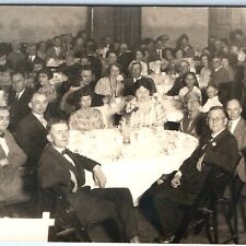 c1920s Banquet Group People Dine RPPC Tea Gentlemen Real Photo Reception? A161 picture