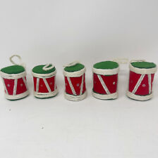 Vintage Lot Handmade from Kit Beaded Sequin Felt Christmas Ornament Drum Drummer picture