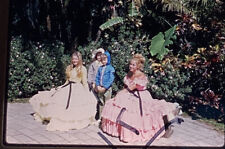 1971 Pretty Girls Wearing Hoop Victorian Type Dresses Great Photo Slide Vtg picture