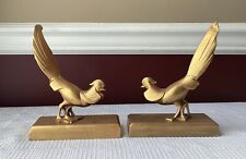 Pair of Vintage/Antique Metal Chinese Pheasant Figurines/ Bookends picture