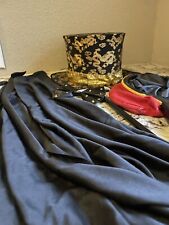 Black And Gold Magician’s Collapsible Hat Cape Wand Bag And Bow Tie Talent Show picture