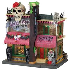 LEMAX Spooky Town Holiday Village Skull and Rose Tattoo Studio picture