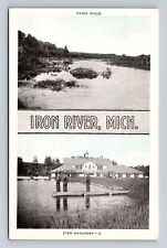 Iron River MI-Michigan, Fish Hatchery, Paint River, Antique, Vintage Postcard picture