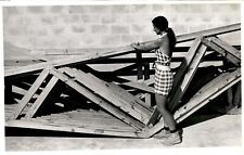 LG45 1975 Orig Photo NEW RESIDENT OF BELLEAIR BLUFFS ROOF TRUSSES FOR NEW BUILD picture