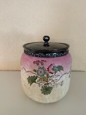 English Furnivals Pottery Cookie Biscuit Jar with Silver Lid 1880’s Old picture
