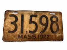 1922 Massachusetts car license plate 31598 Vintage Antique picture