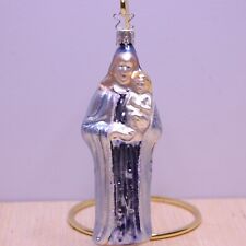 Inge Glas Virgin Mary with Jesus Blown Glass Christmas Ornament Vtg West Germany picture