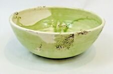 Vintage Art Bowl Pottery Centerpiece Green Swirl Rustic Shabby Chic Italy 10