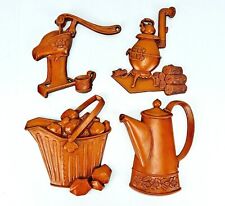 VINTAGE 1960'S 4-PC SEXTON CAST METALWARE KITCHEN WALL DECOR SET - MADE IN USA picture