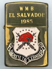 Vintage 1985 Death To Tyrants Emblem WMB El Salvador Dark Green Zippo Lighter picture