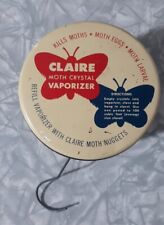 Vintage Tin Claire Moth balls Crystal Vaporizer with hanger moth image empty picture