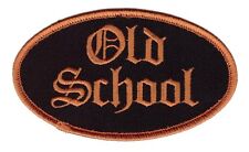 OLD SCHOOL OVAL EMROIDERED  ORANGE 4 INCH HOOK PATCH  picture