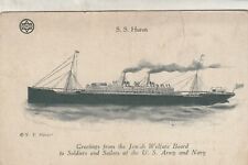 WWI  Greetings Jewish Welfare Board Steamship SS Huron  Steamer Postcard  Navy picture