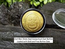 Old Rare Vintage Antique Civil War Relic Connecticut Coat Button Loaded Gold picture
