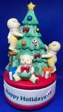 Vintage Dakin Bears & Tree Plays Deck the Halls Music Box plays see Video picture