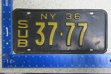 New York LIcense Plate 1936 36 Suburban Station Wagon Tag NY 37-77 picture