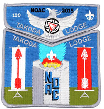 2015 NOAC DELEGATE Takoda Lodge 146 Flap Set Glacier's Edge Council Patches WI picture