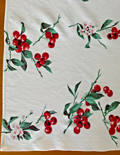 Vintage Wilendur Cherries Cherry Blossom Tablecloth Cotton 55” x 48” picture