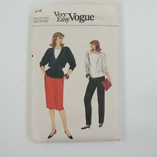 1980's Vogue 8748 Casual Bateau Neckline Tee Shirt & Jacket Straight Skirt Pants picture