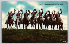 The West Begins In West Texas Postcard Cowboys Horses 1952 Posted Mineral Wells picture
