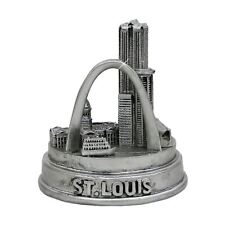 Silver 3D St. Louis Missouri Statue with Skyline and Gateway Arch 3 Inches picture