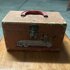 Vintage Neevel Walt Disney Doll Suitcase Toy Case Box Mirror Wood Mickey, Pluto picture