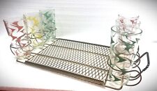 Vintage MCM Boomerang Tumbler Tea Glasses Wire Basket Serving Tray Set - 43PT picture