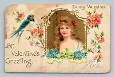 ST. VALENTINE'S GREETING Embossed Postcard To my Valentine Posted picture