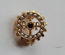 Small 1953 Vintage 10K Yellow Gold & Pearl  THETA TAU Engineering Fraternity Pin picture