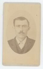 Antique CDV c1870s  Stoic Handsome Man With Mustache Wearing Suit C.R. Marsh picture