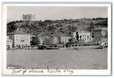 c1940's River Steamboat Buildings in Senj Croatia RPPC Photo Postcard picture