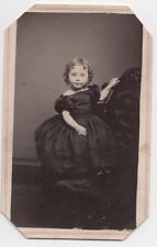ANTIQUE CDV C. 1860s THOMPSON & HARDLEY CUTE LITTLE GIRL IN BLACK DRESS NEW YORK picture