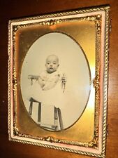 1/4 Ambrotype Of A Baby in High Chair Antique 1850s 1860s Photo picture