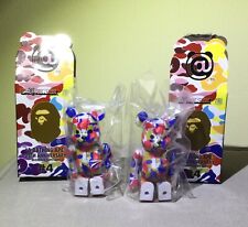 BE@RBRICK Medicom toy Bearbrick Bape 28TH ANNIVERSARY #4 Blue And Red Camo 100%  picture