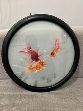 Chinese Large Double Sided Round Embroidery 3 Koi Fish / Gold Fish picture