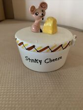 Vintage MCM Holt Howard 1959 STINKY CHEESE Ceramic Lidded Container Crock picture
